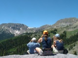 Bryan Burrell watching mountain goats with Swedish friends