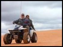 Bryan and Ana Burrell riding the Coral Pink Sand dunes. They run a small resort the Paiute Trail which is close to the dunes.