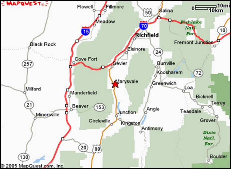 Map to Marysvale, Utah